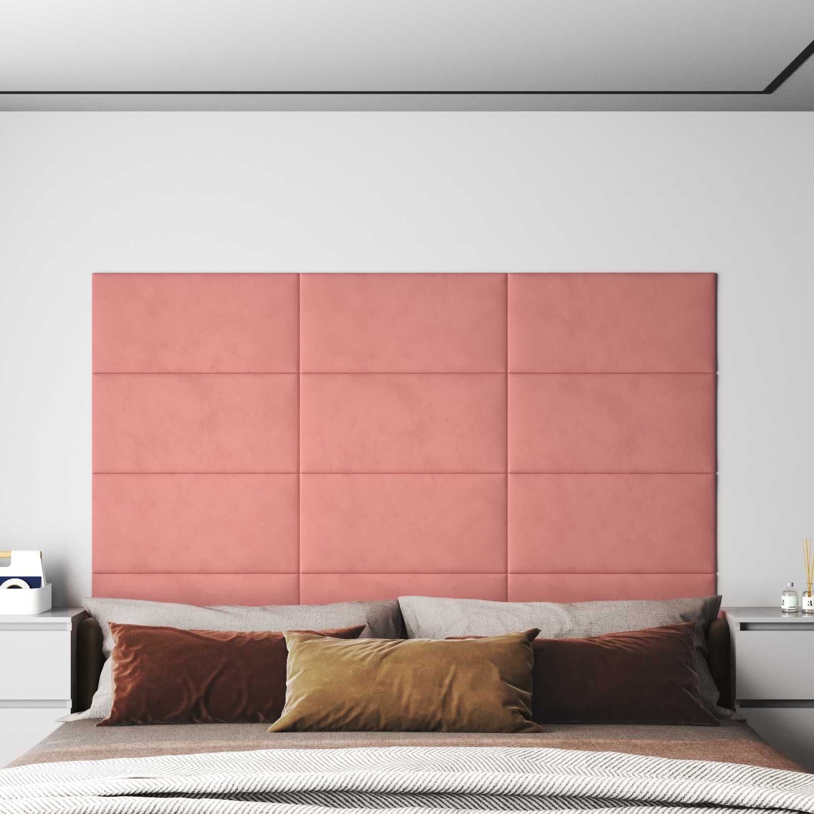 Wandhoofdbord 12 pcs Roze Fluweel