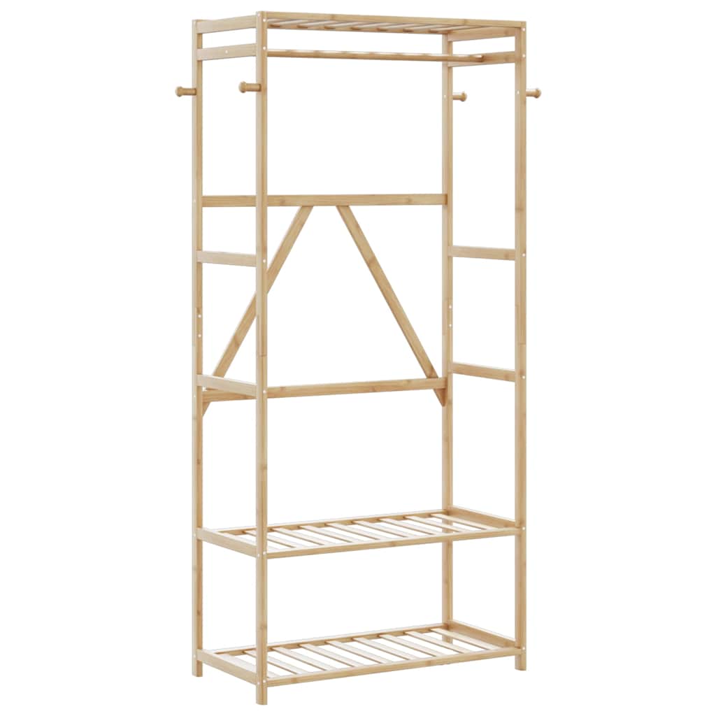 Kledingrek met schappen 80x40x175 cm bamboe