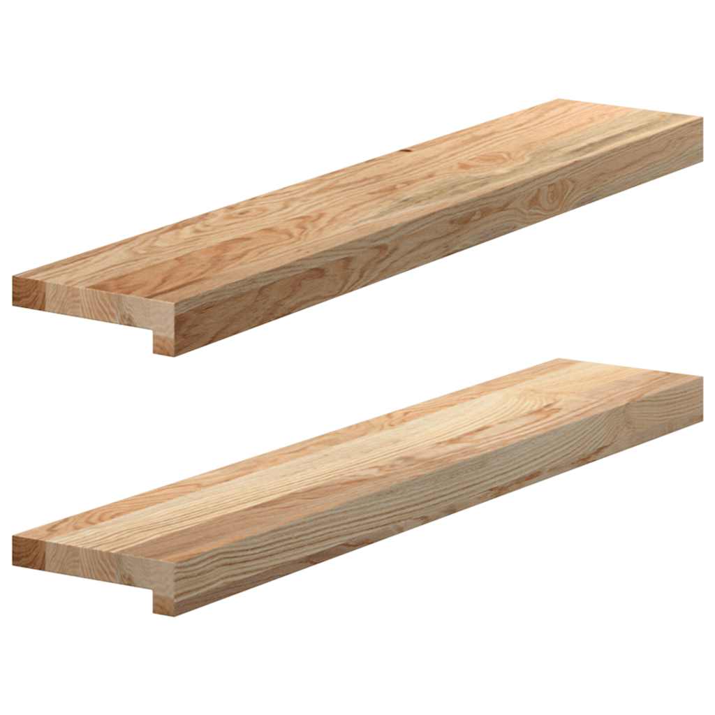 Vensterbanken 2 st onbehandeld 80x15x2 cm massief eikenhout