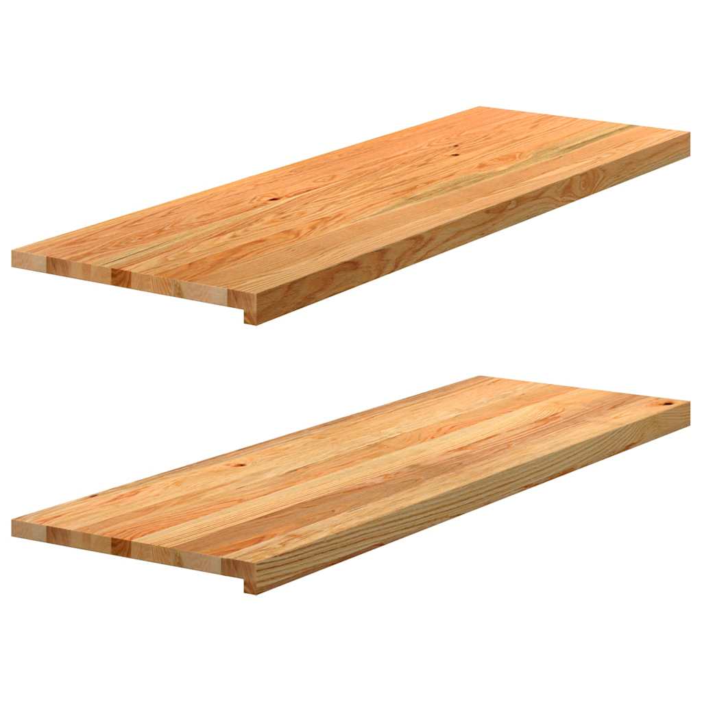 Vensterbanken 2 st 120x40x2 cm massief eikenhout lichtbruin – afbeelding 1