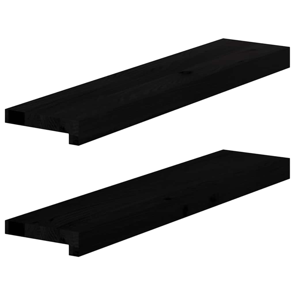 Vensterbanken 2 st 70x15x2 cm massief eikenhout bruin-zwart