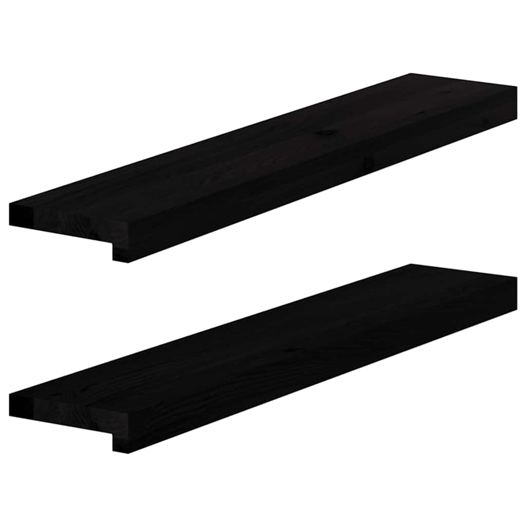 Vensterbanken 2 st 80x15x2 cm massief eikenhout bruin-zwart