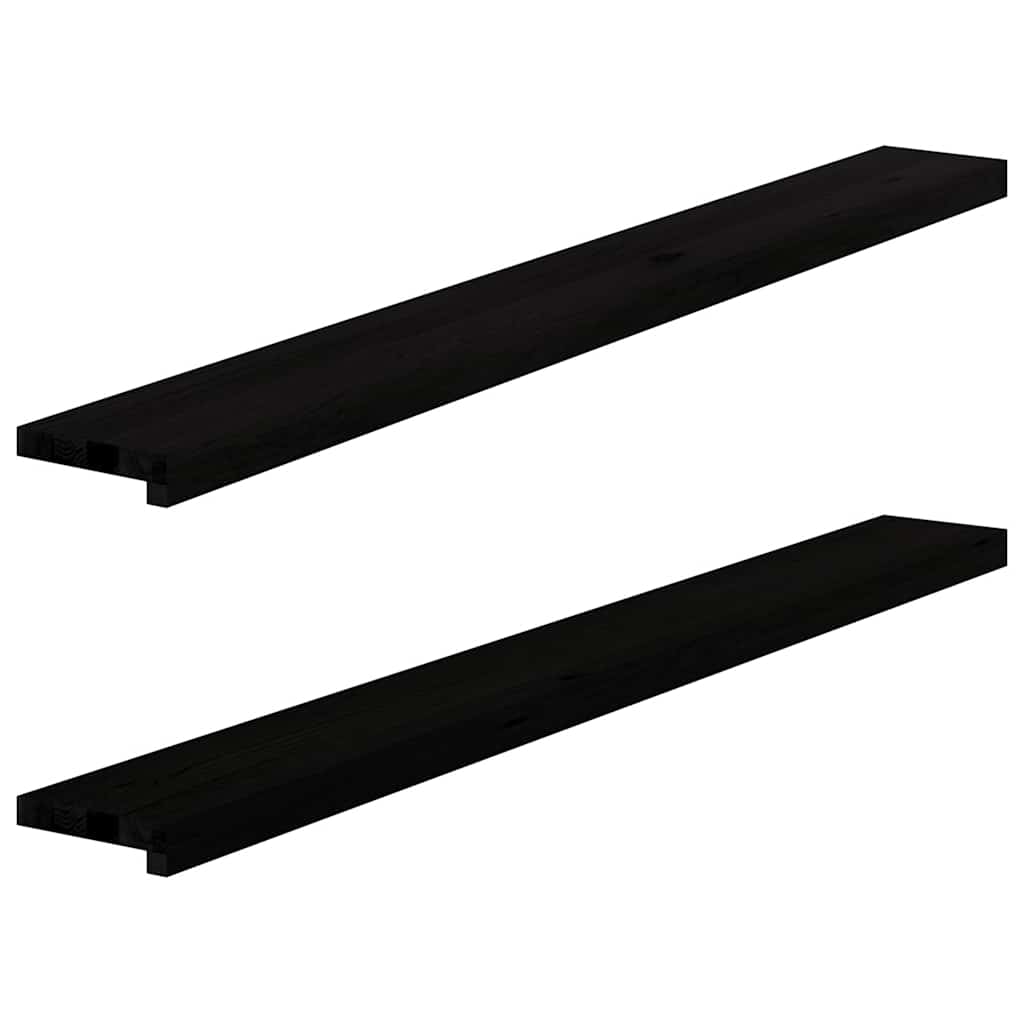 Vensterbanken 2 st 140x15x2 cm massief eikenhout bruin-zwart