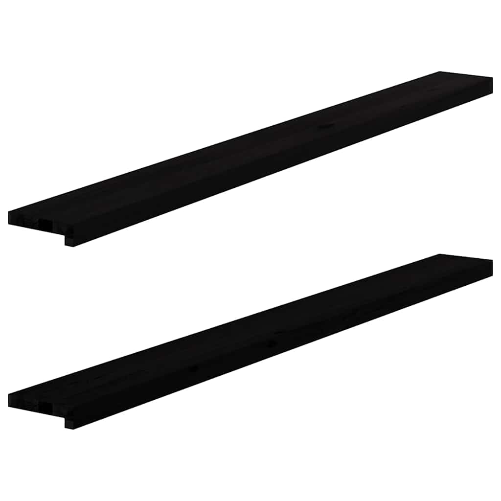 Vensterbanken 2 st 160x15x2 cm massief eikenhout bruin-zwart