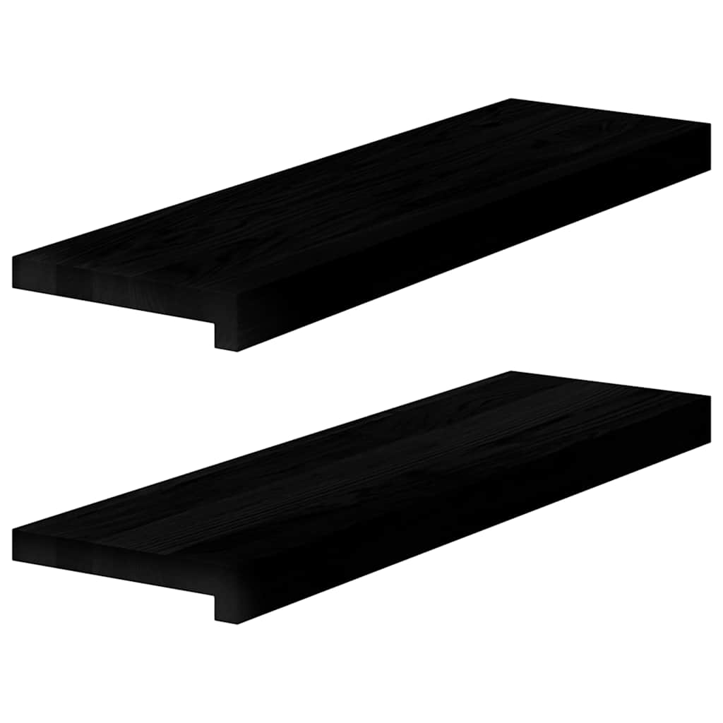 Vensterbanken 2 st 70x20x2 cm massief eikenhout bruin-zwart
