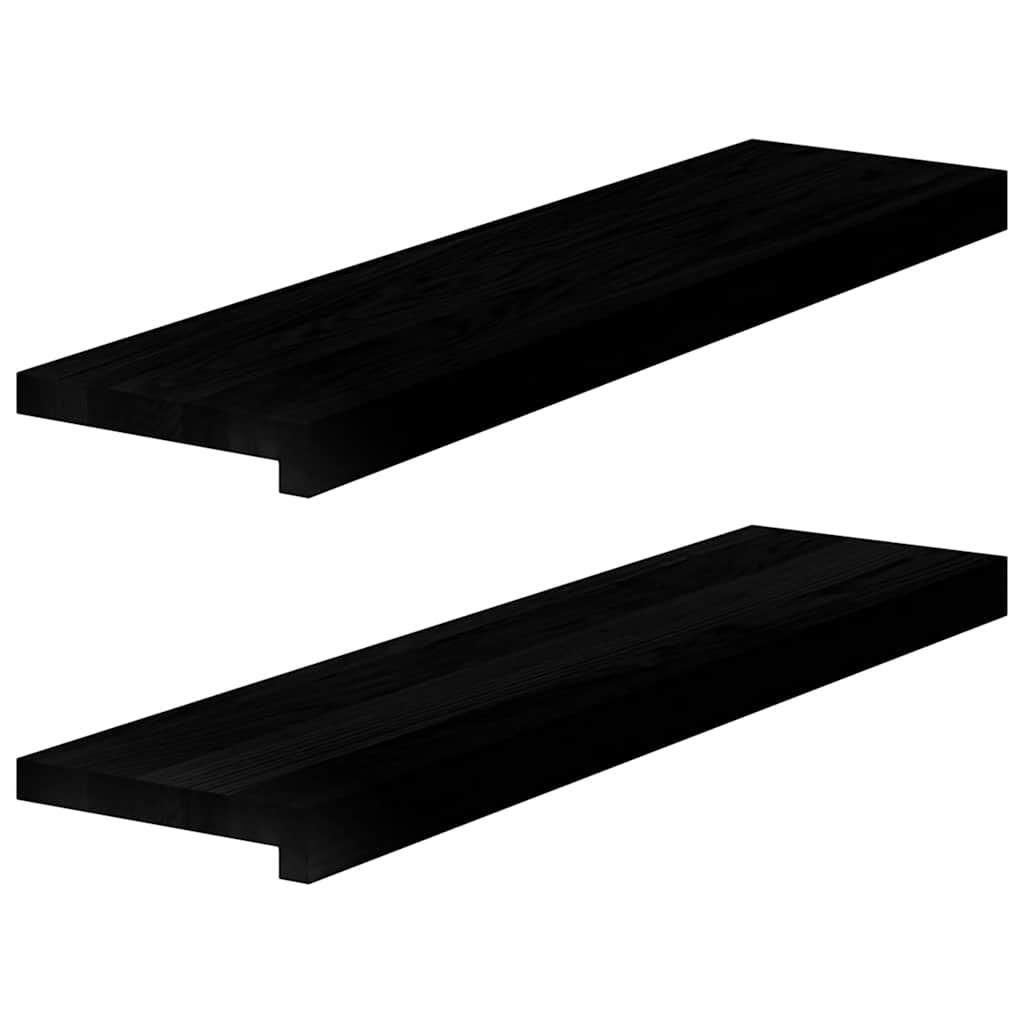 Vensterbanken 2 st 80x20x2 cm massief eikenhout bruin-zwart