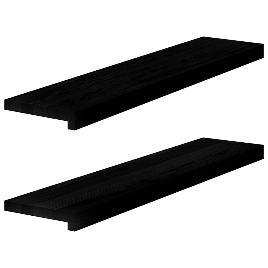 Vensterbanken 2 st 90x20x2 cm massief eikenhout bruin-zwart