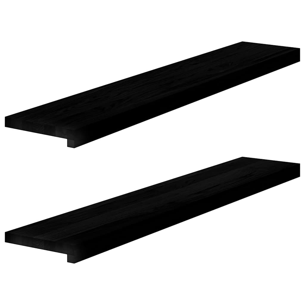 Vensterbanken 2 st 110x20x2 cm massief eikenhout bruin-zwart