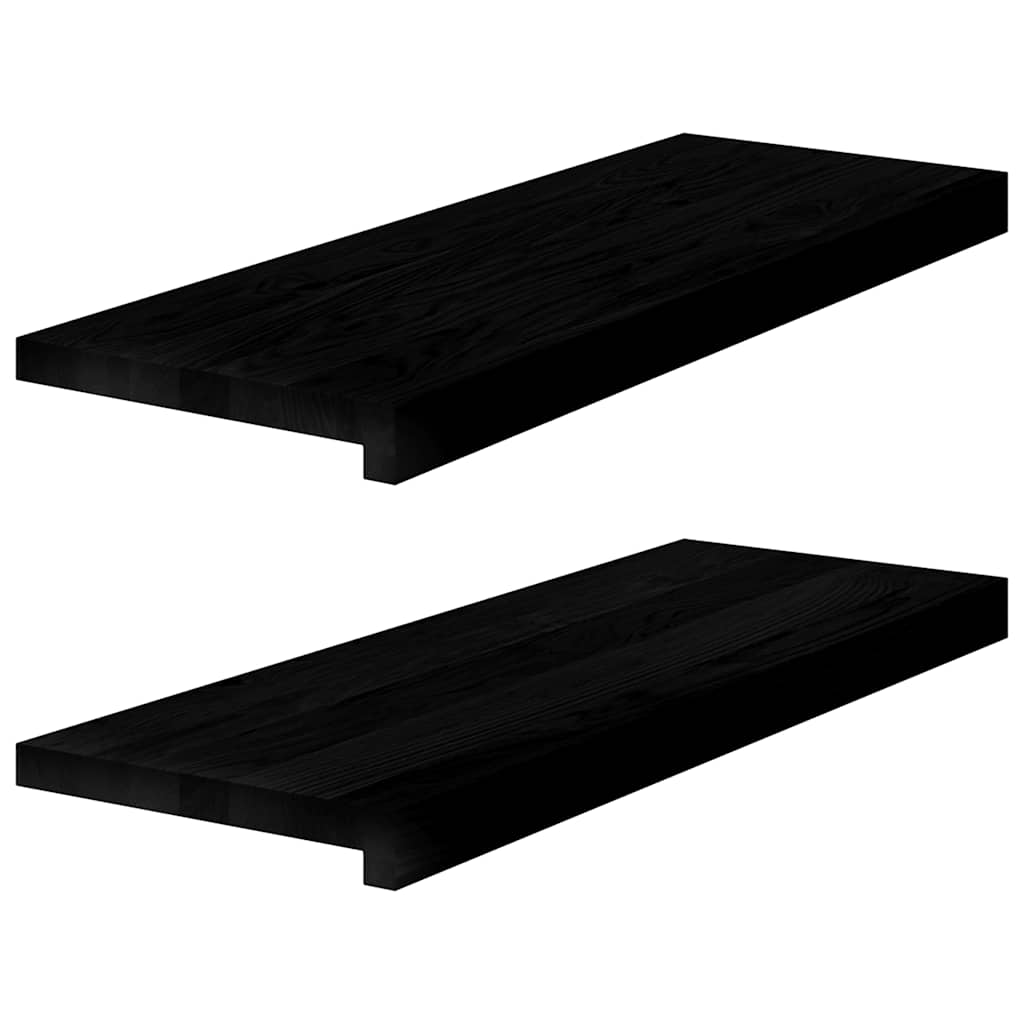 Vensterbanken 2 st 70x25x2 cm massief eikenhout bruin-zwart