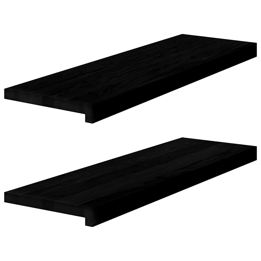 Vensterbanken 2 st 80x25x2 cm massief eikenhout bruin-zwart