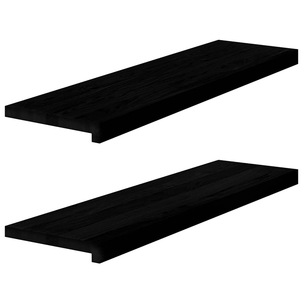 Vensterbanken 2 st 90x25x2 cm massief eikenhout bruin-zwart – afbeelding 1