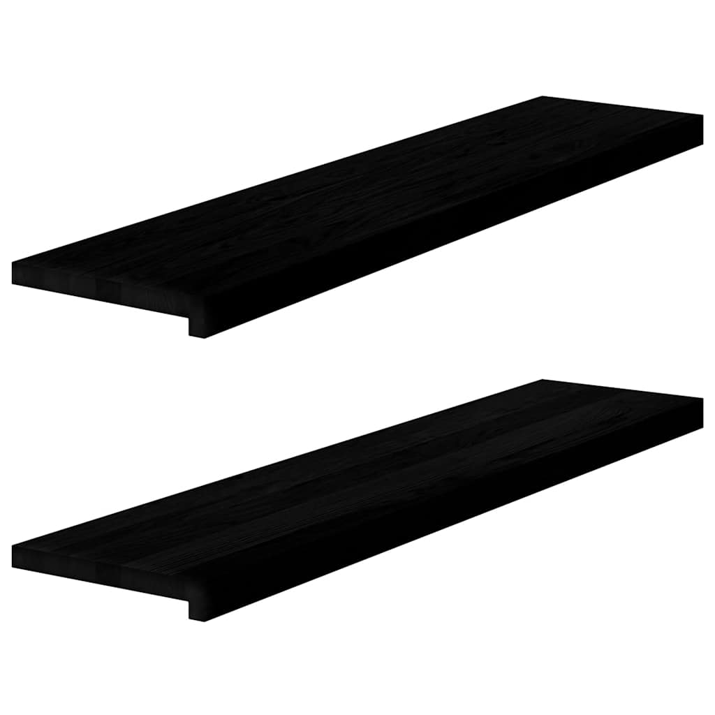 Vensterbanken 2 st 110x25x2 cm massief eikenhout bruin-zwart
