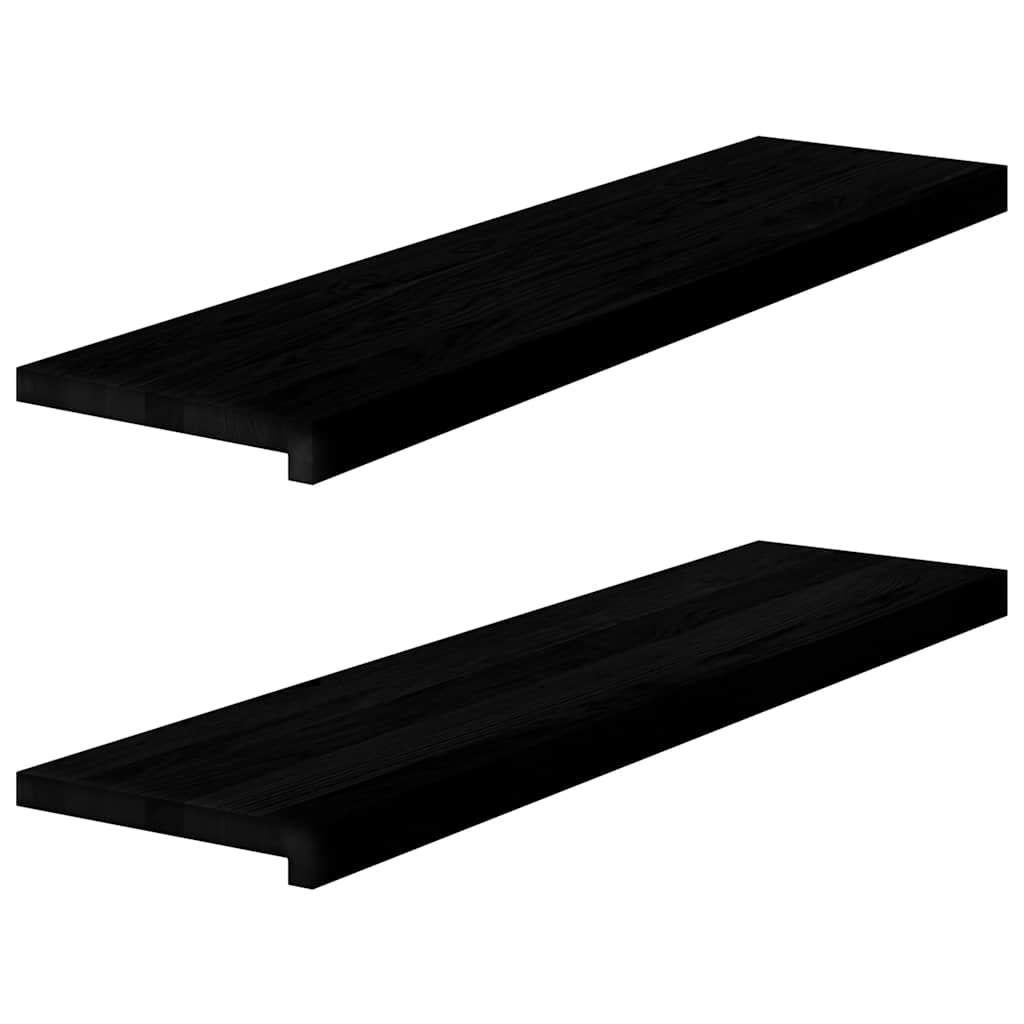 Vensterbanken 2 st 100x30x2 cm massief eikenhout bruin-zwart – afbeelding 1