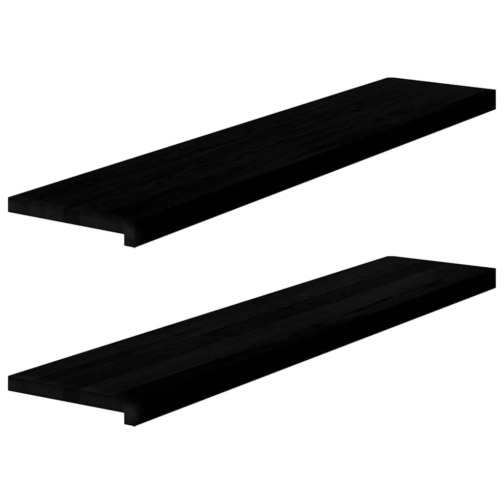 Vensterbanken 2 st 120x30x2 cm massief eikenhout bruin-zwart