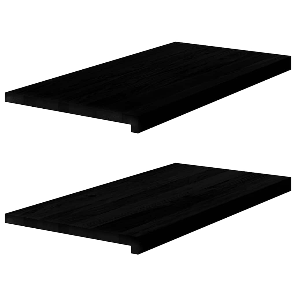 Vensterbanken 2 st 80x40x2 cm massief eikenhout bruin-zwart