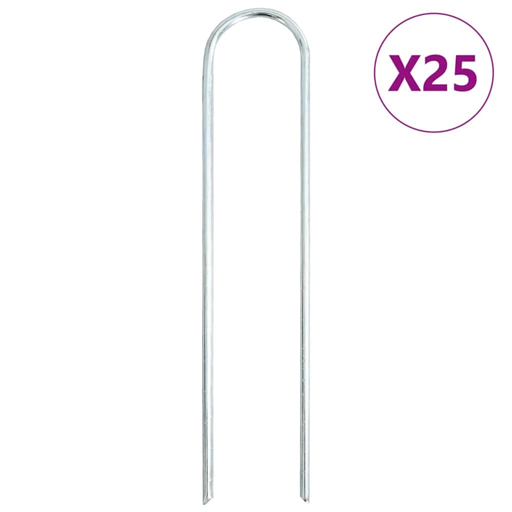 Grondharingen 25 st U-vormig 20x3,5 cm gegalvaniseerd staal