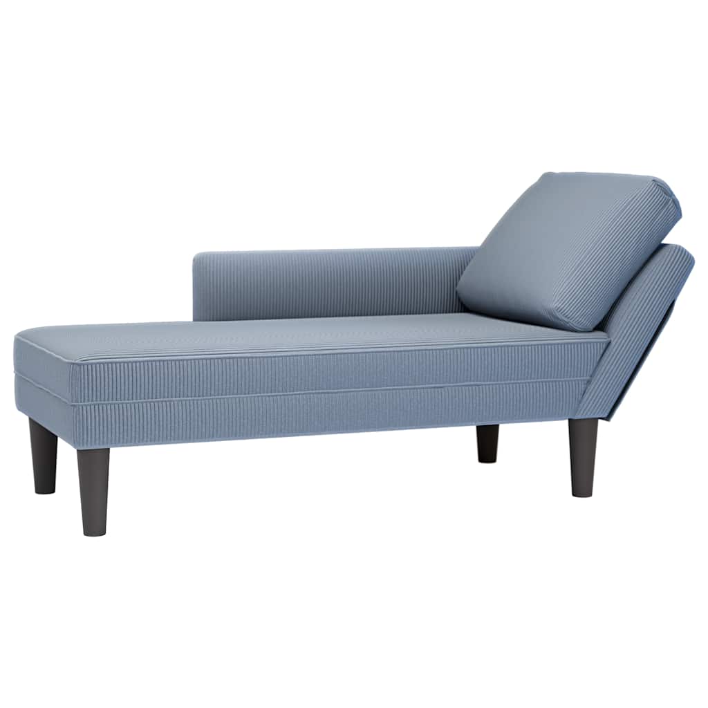 Chaise longue met kussen corduroy stof blauw