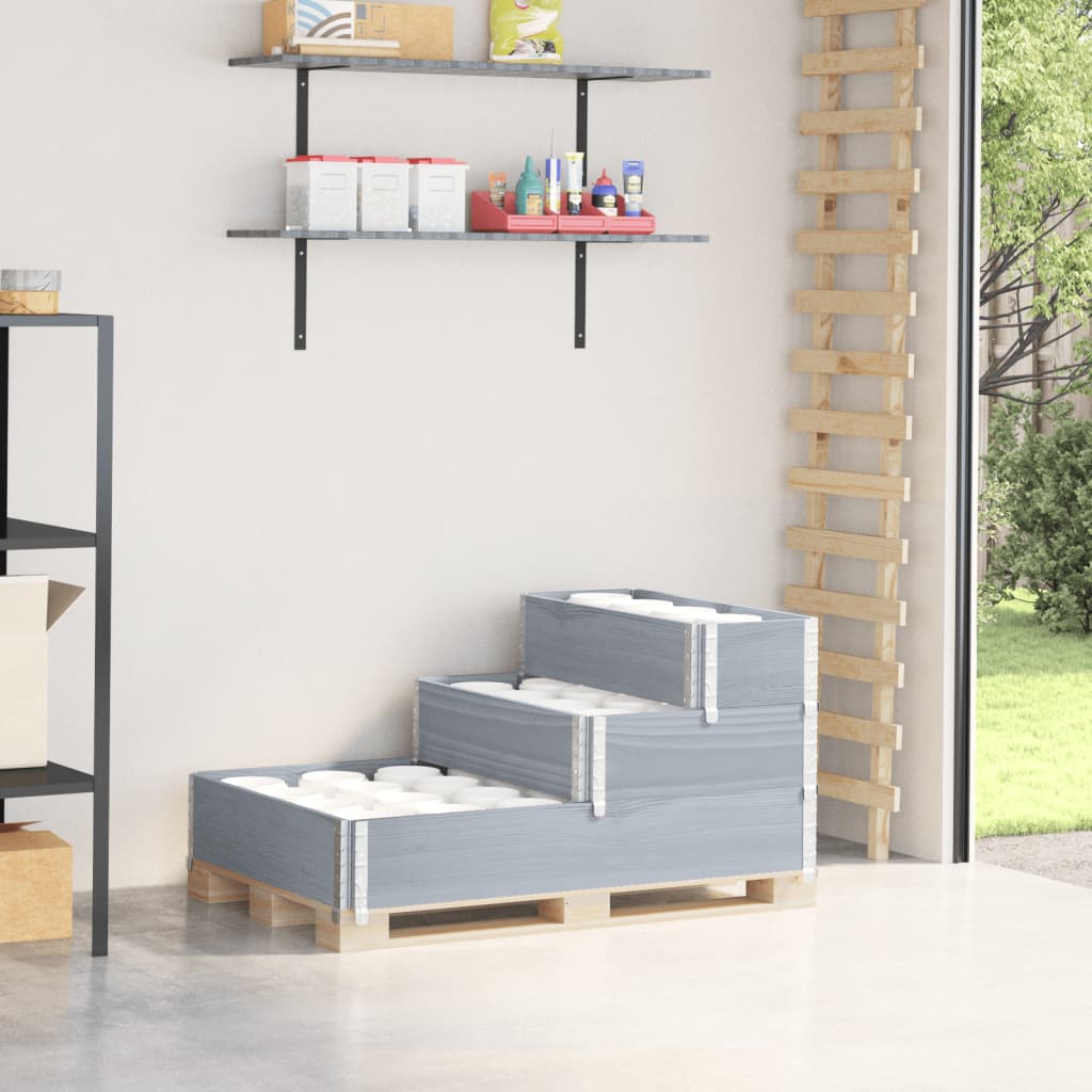 Verhoogde plantenbak 3-laags 120x80 cm massief grenenhout grijs – afbeelding 1