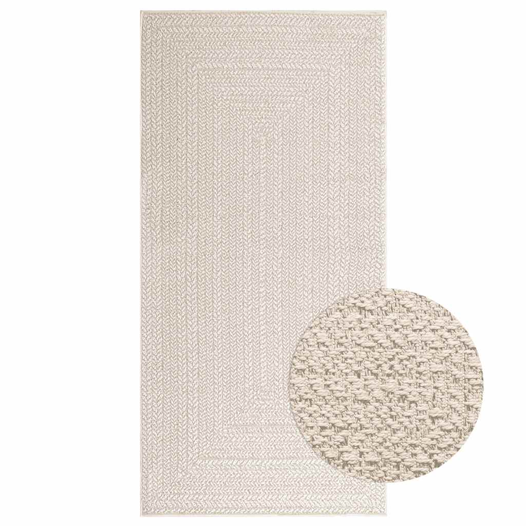 Vloerkleed ZIZUR room binnen en buiten 100x200 cm jute look – afbeelding 1