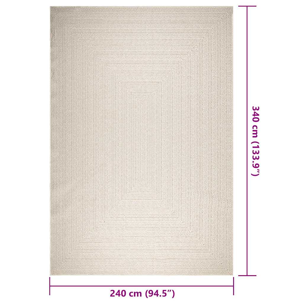Vloerkleed ZIZUR room binnen en buiten 240x340 cm jute look – afbeelding 9