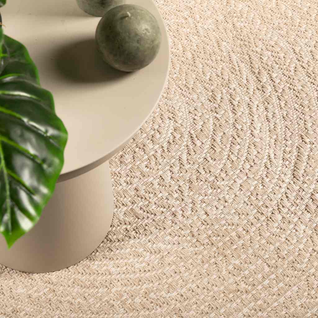 Vloerkleed ZIZUR beige binnen en buiten Ø 120 cm jute look – afbeelding 1
