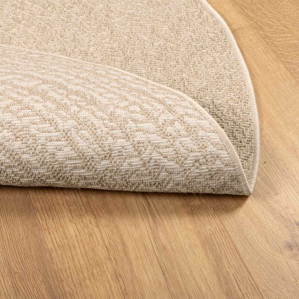 Vloerkleed ZIZUR beige binnen en buiten Ø 120 cm jute look – afbeelding 4