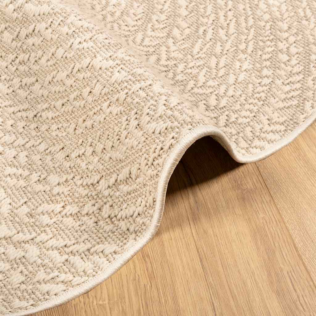 Vloerkleed ZIZUR beige binnen en buiten Ø 120 cm jute look – afbeelding 5