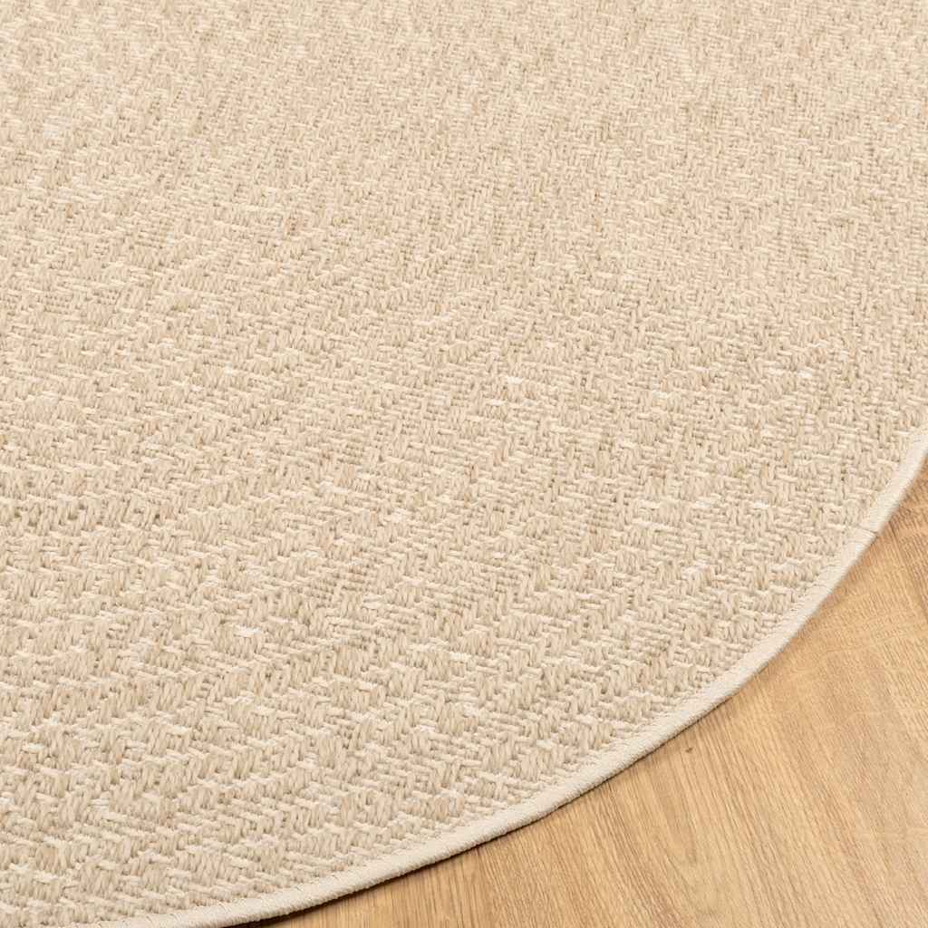 Vloerkleed ZIZUR beige binnen en buiten Ø 120 cm jute look – afbeelding 7