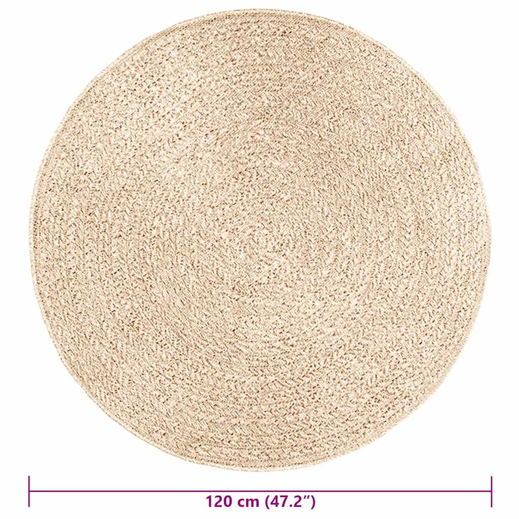 Vloerkleed ZIZUR beige binnen en buiten Ø 120 cm jute look – afbeelding 8