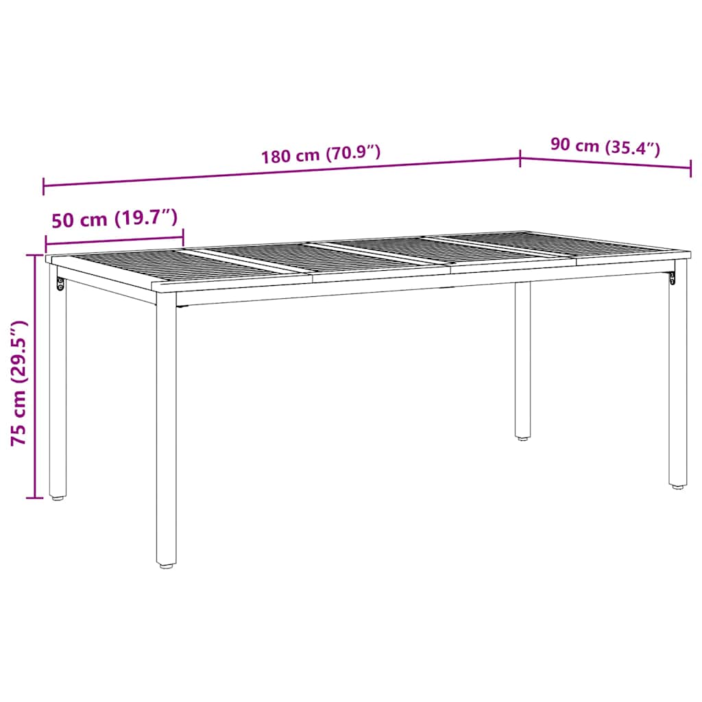 Buiten Tafel Natuurlijk en Zwart 180 x 90 x 75 cm – afbeelding 10