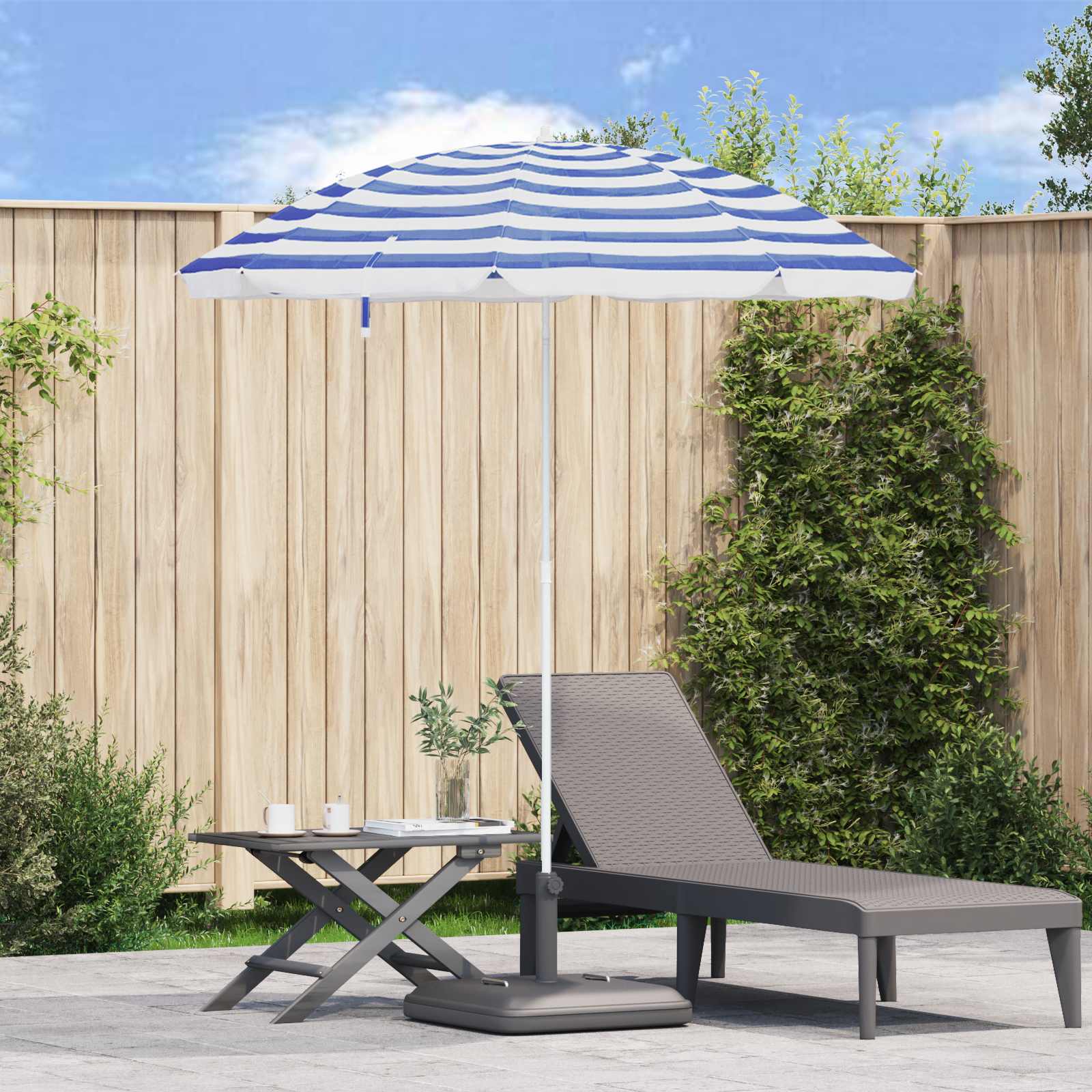 Parasol Blauw en Wit 161 x 161 x 193 cm Polyester – afbeelding 1