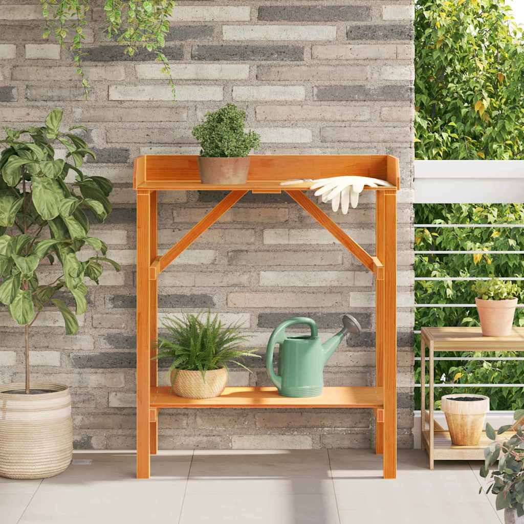 Planttafel met plank Bruin 75 x 40 x 90 cm Massief grenenhout
