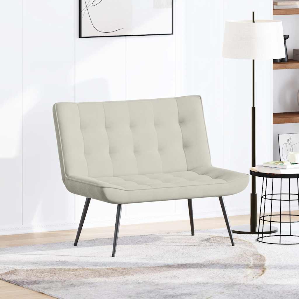 Bankje 110x74x84 cm fluweel crèmekleurig