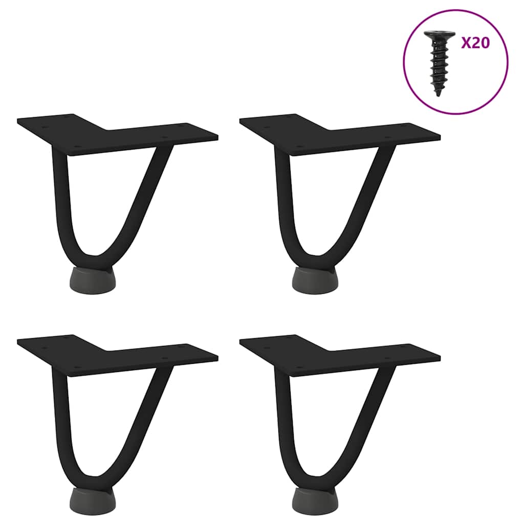 Haarnadelpoten voor Salontafel 4 st 10 cm massief staal zwart