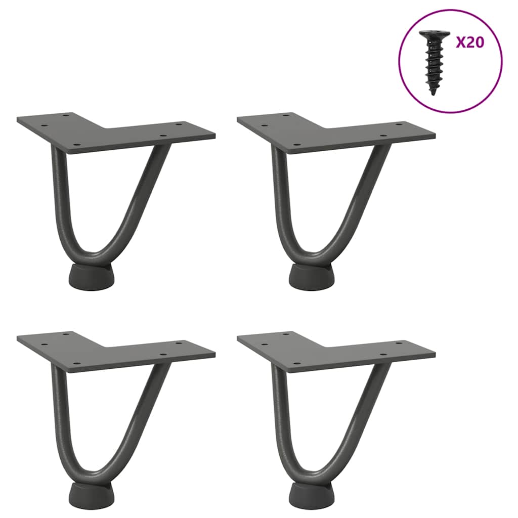 Haarnadelpoten voor Salontafel 4 st 10 cm massief staal antracietkleurig