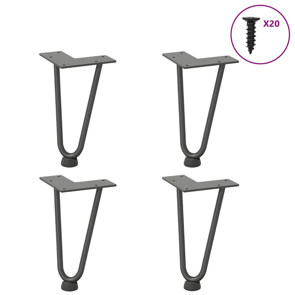 Haarnadelpoten voor Salontafel 4 st 20 cm massief staal antracietkleurig