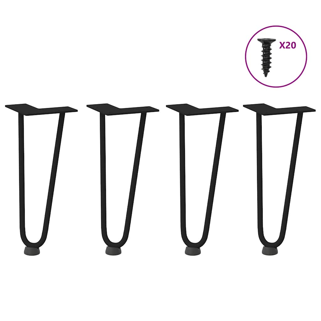 Haarnadelpoten voor Salontafel 4 st 30 cm massief staal zwart