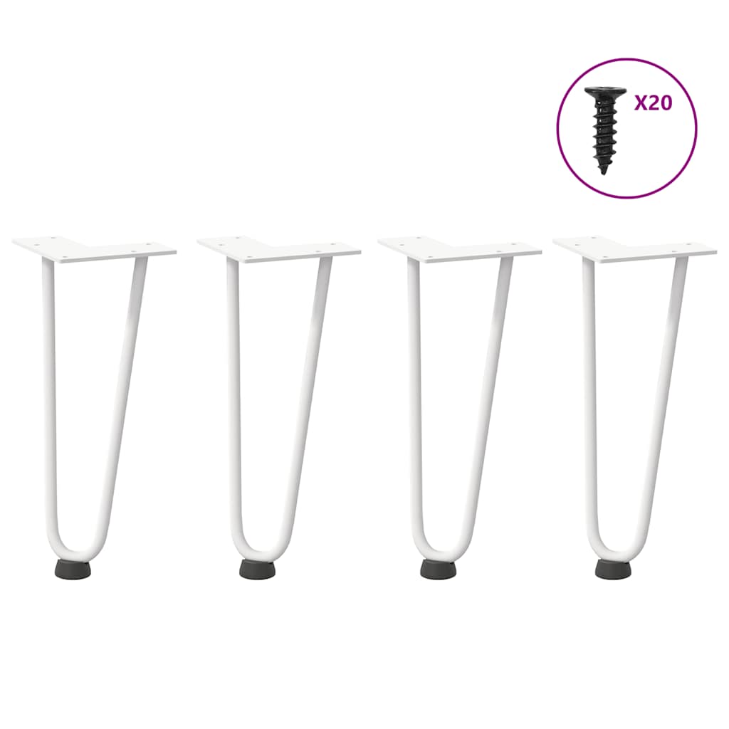 Haarnadelpoten voor Salontafel 4 st 30 cm massief staal wit