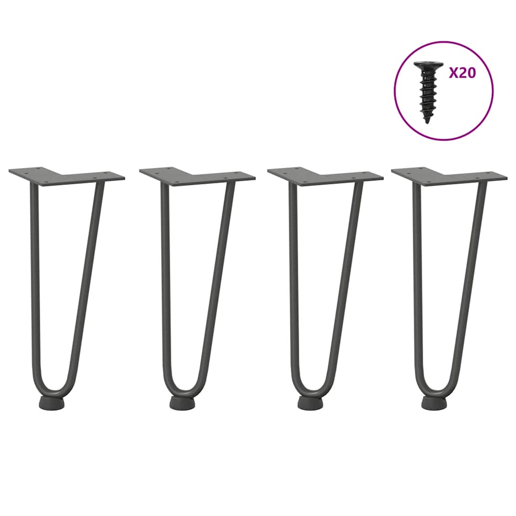 Haarnadelpoten voor Salontafel 4 st 30 cm massief staal antracietkleurig