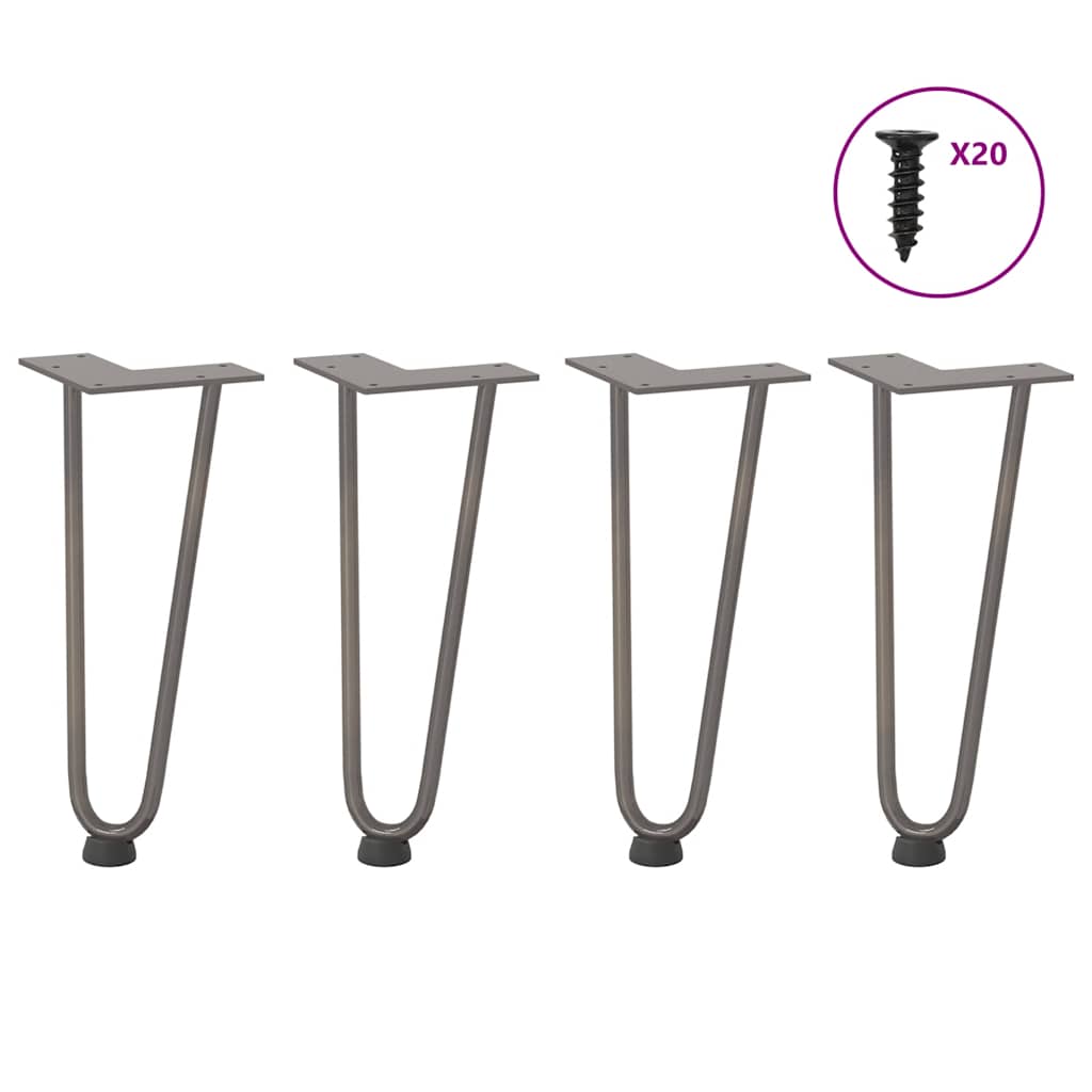 Haarnadelpoten voor Salontafel 4 st 30 cm massief staal naturel