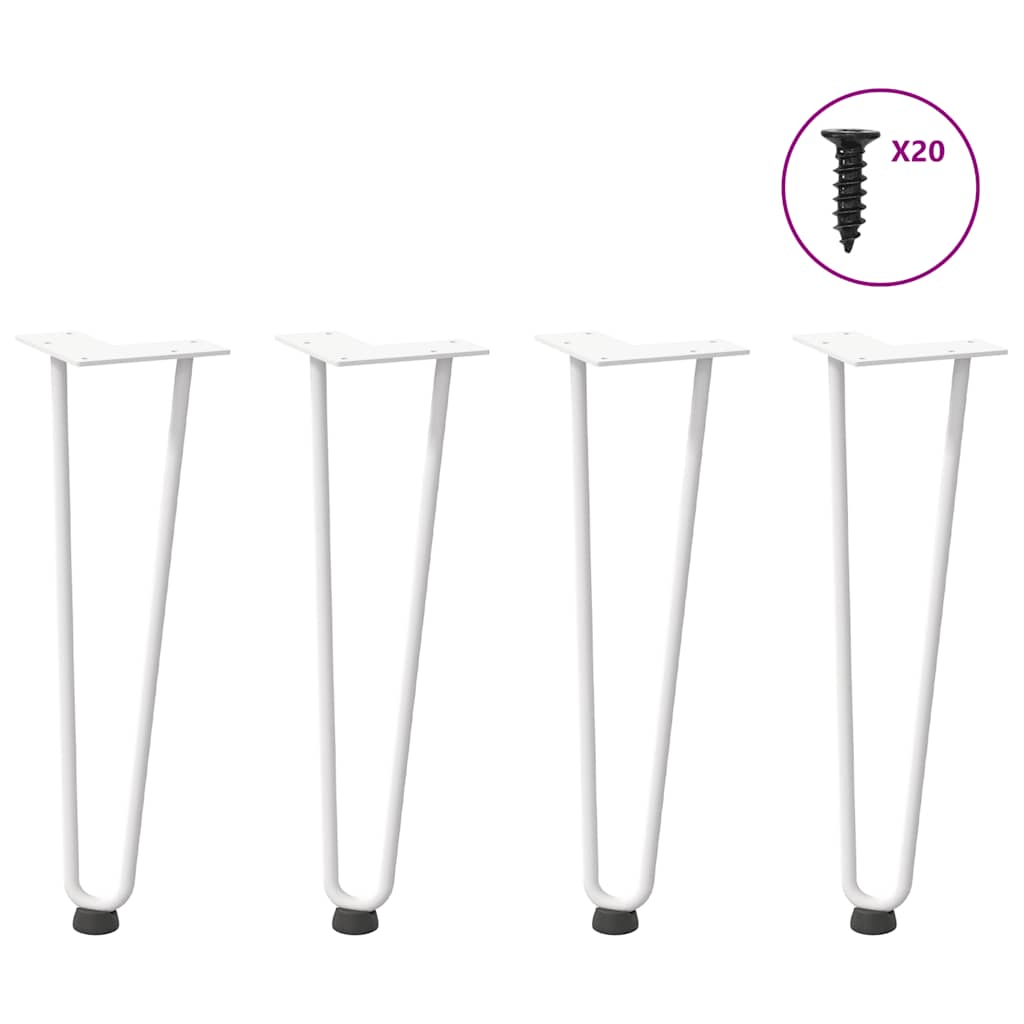 Haarnadelpoten voor Salontafel 4 st 42 cm massief staal wit
