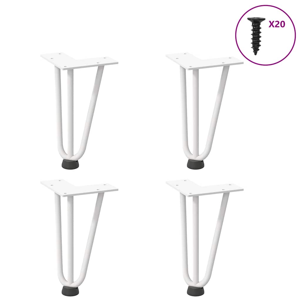 Haarnadelpoten voor Salontafel 4 st 20 cm massief staal wit