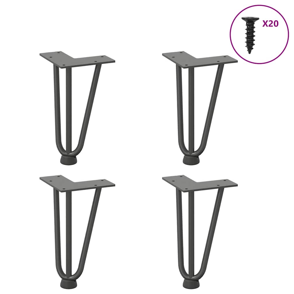Haarnadelpoten voor Salontafel 4 st 20 cm massief staal antracietkleurig