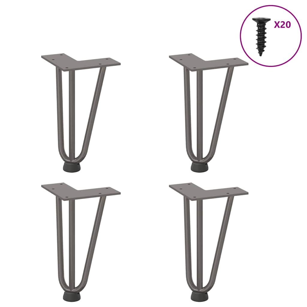 Haarnadelpoten voor Salontafel 4 st 20 cm massief staal naturel