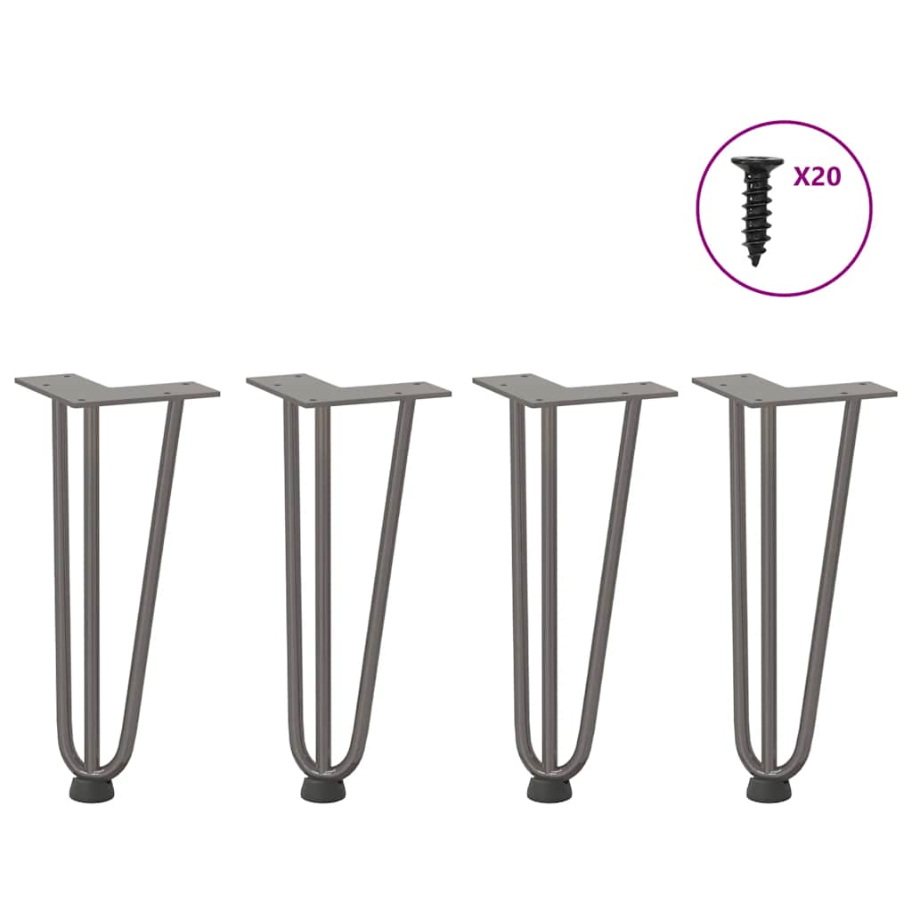 Haarnadelpoten voor Salontafel 4 st 30 cm massief staal naturel