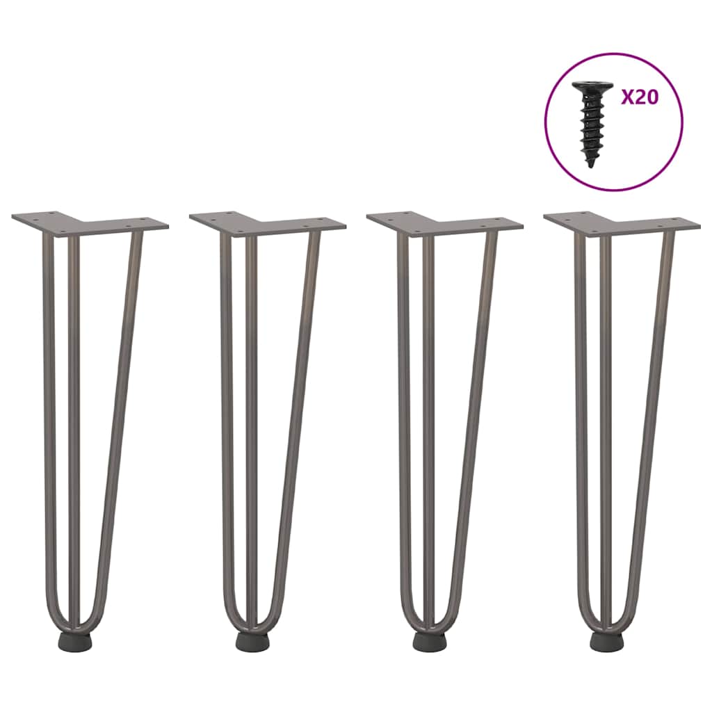 Haarnadelpoten voor Salontafel 4 st 42 cm massief staal naturel