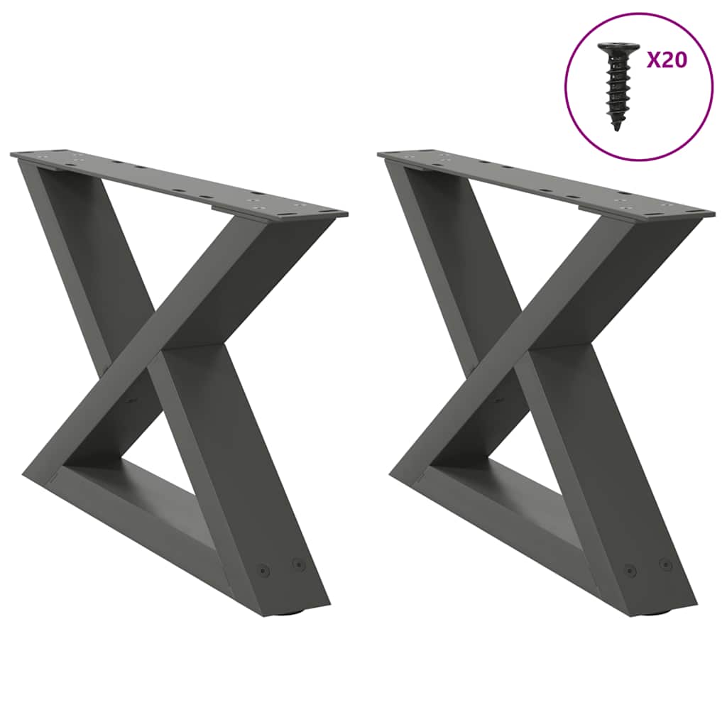 Salontafelpoten 2 st 50x(30-31,3) cm staal antraciet – afbeelding 1