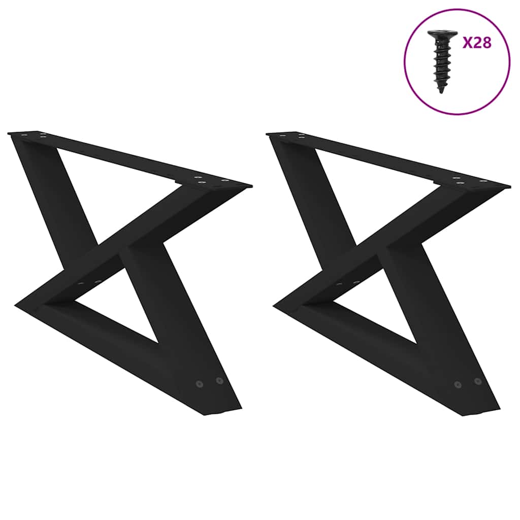 Salontafelpoten 2 st 70x(30-31,3) cm staal zwart – afbeelding 1