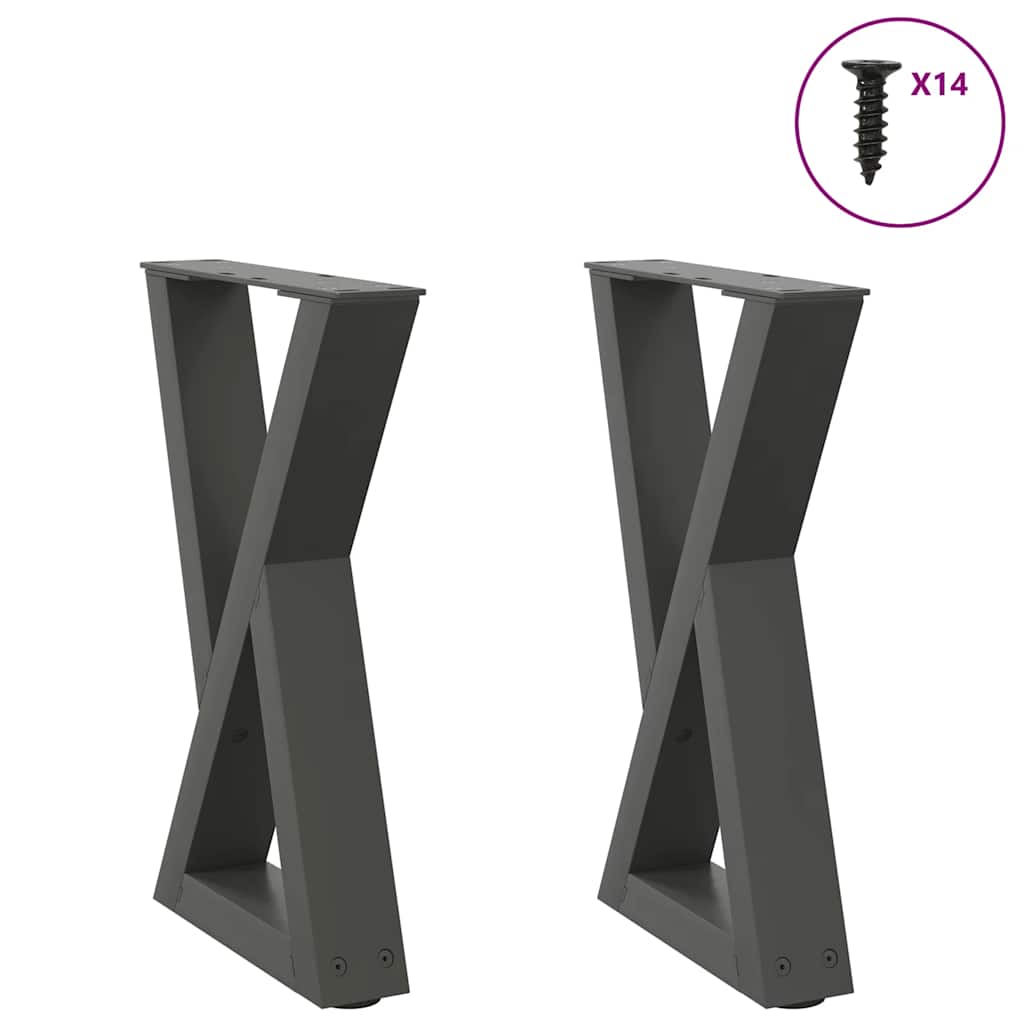 Salontafelpoten 2 st 38x(42-43,3) cm staal antraciet – afbeelding 1
