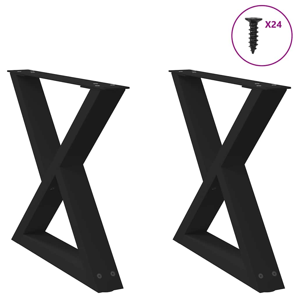 Salontafelpoten 2 st 60x(42-43,3) cm staal zwart